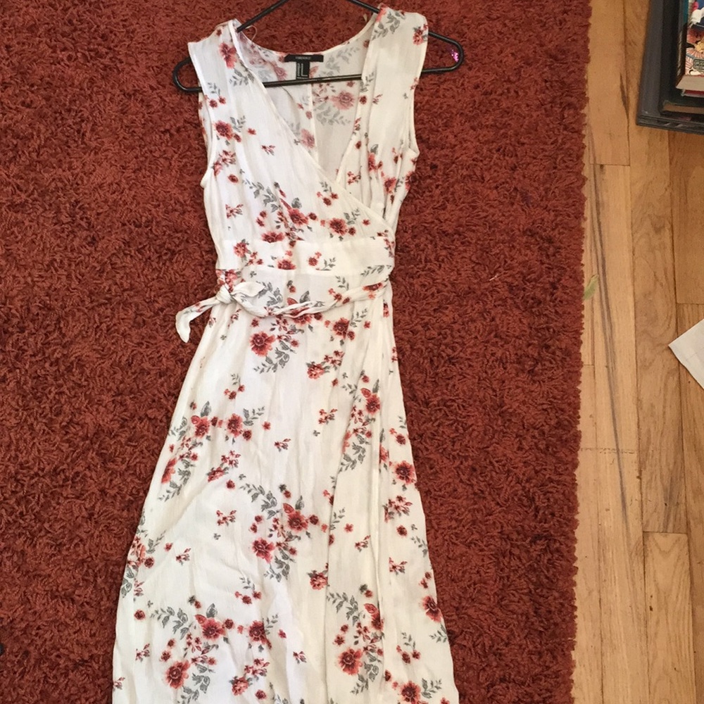 Forever 21 white floral wrap dress